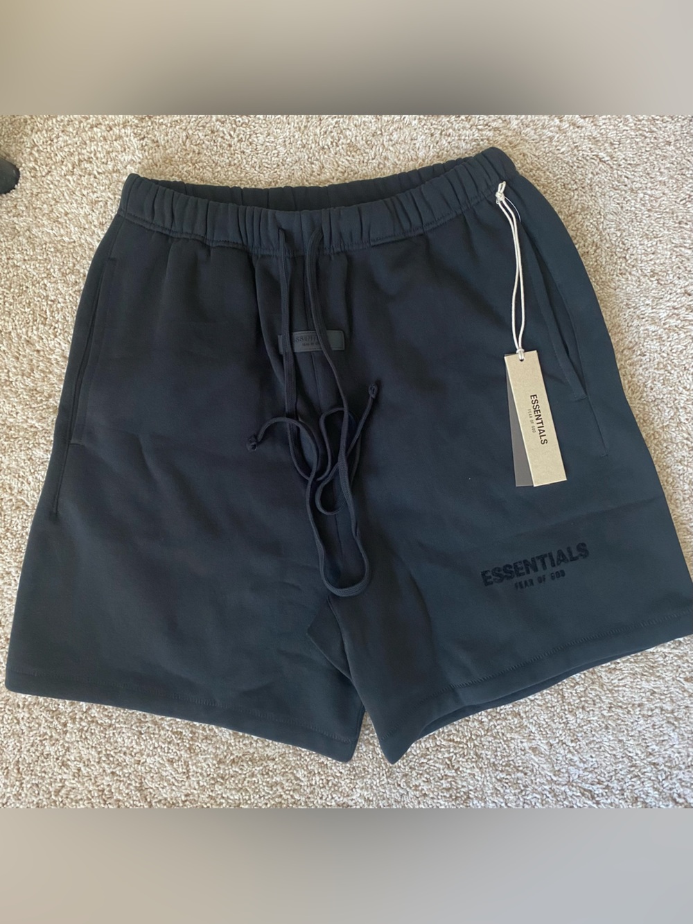 Essentials Black Logo Sweat Shorts